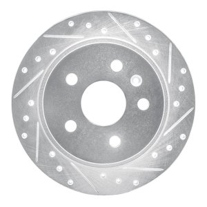 Buick Regal Brake Rotor (1) - Rear Right - R1 Concepts - Drilled & Slotted - Silver - `11-`16
